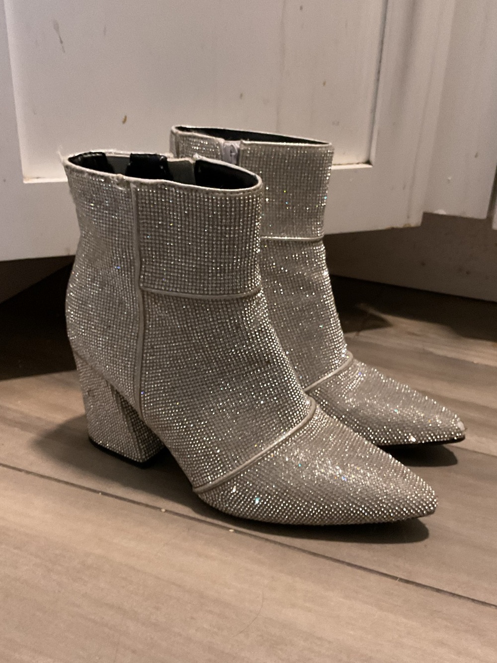 A New Day Crystal Rhinestone Bling Ankle Boots Booties Shoes Dressy Pointy Y2K 8
